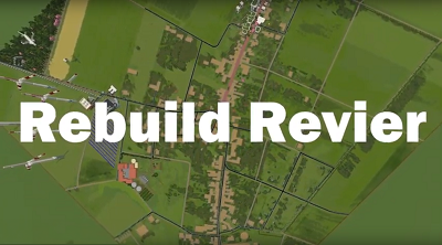 Foto: Luftaufnahme eines Gebietes mit dem Schriftzug "Rebuild Revier"