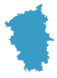 Karte Rheinisches Revier. Blaue Karte. Weißer Hintergrund