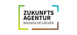Sequence of letters "Zukunftsagentur Rheinisches Revier". Black lettering. White background